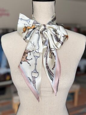 Horse Print Silky Equestrian Neck Scarf